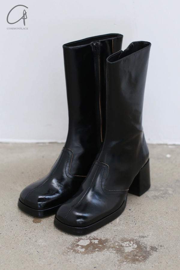 Miista natural leather square toe boots handmade Spain MST-MI_5516-HEI black MI_5516
